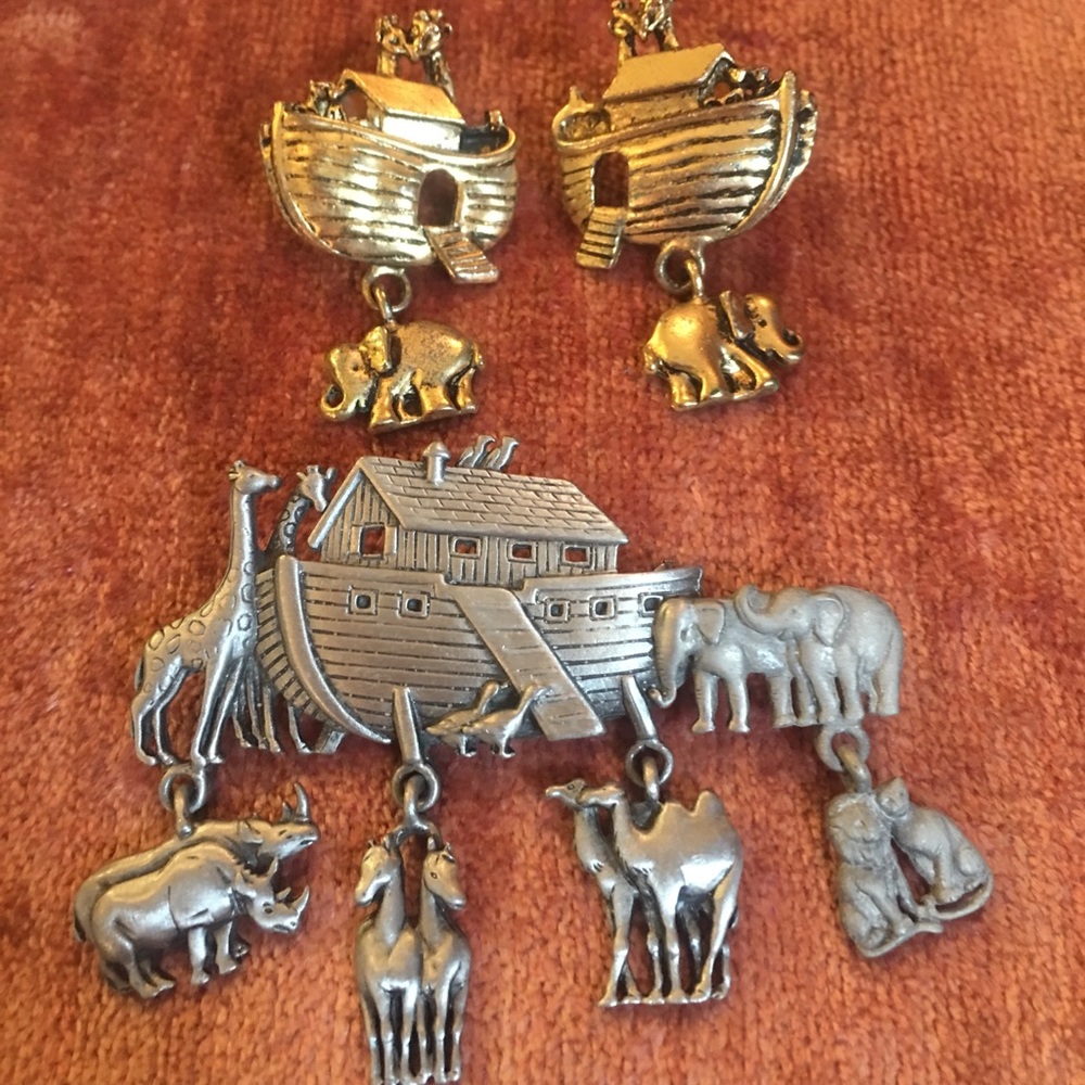 Noah’s Ark Earrings and Brooch